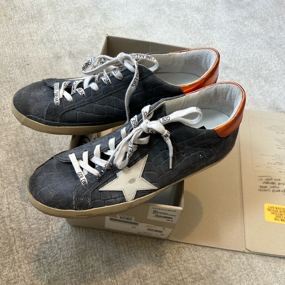 Golden Goose sz41 grey/white/orange Brand new in the box with bag.